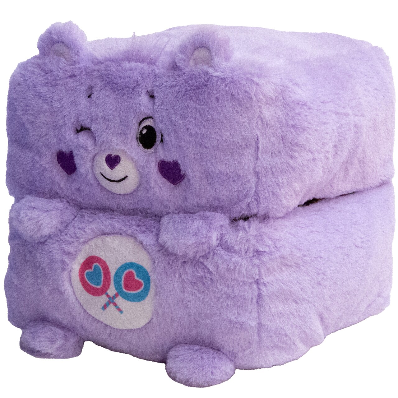 Happy Nappers: Care Bears 10" Pop N' Play Cube - Share Bear - Mushmillow Character Unfolds Into A Plush Pillow, Multi-Use, Chair-Footrest, Kids Toy